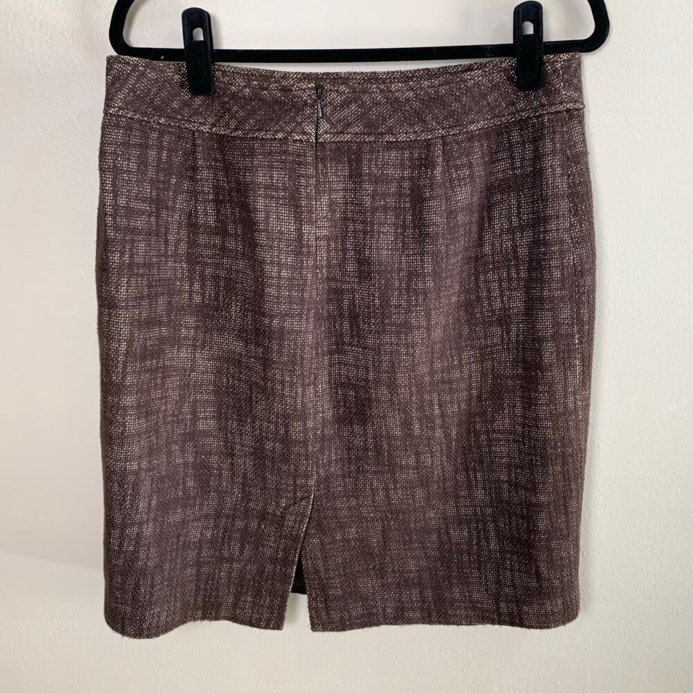 Talbots Petites Brown Tweed Skirt Suit 12P Career Business Jacket Cotton Linen - Picture 5 of 13